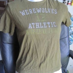 Werewolf Athletics 13 Bark Worse Than Bite Green Halloween XS 4-5 T-Shirt Worn